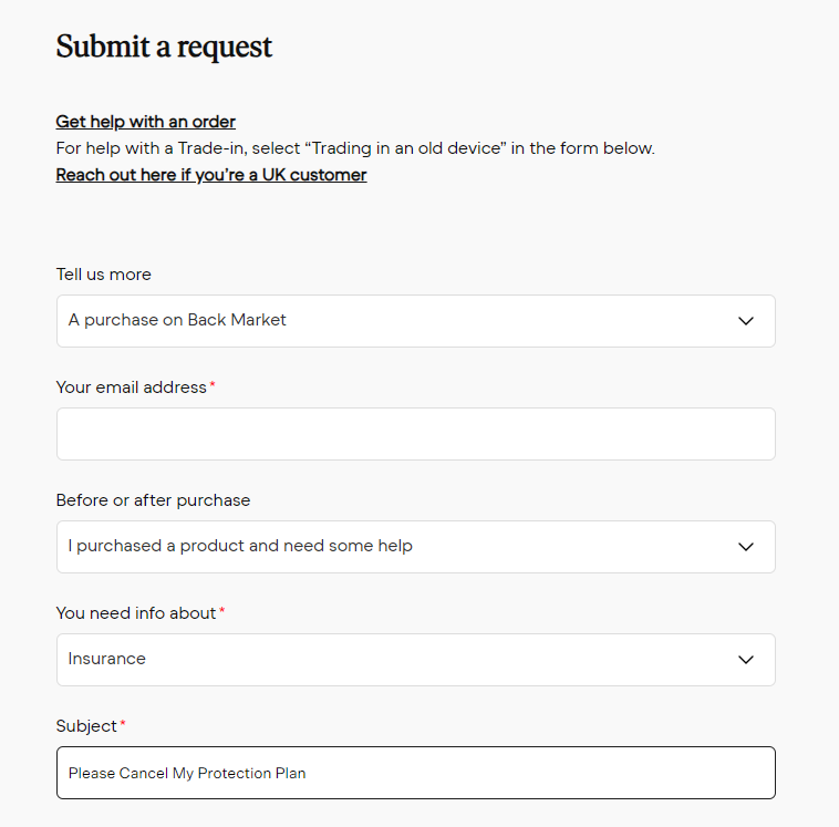 001 Cancellation Request form